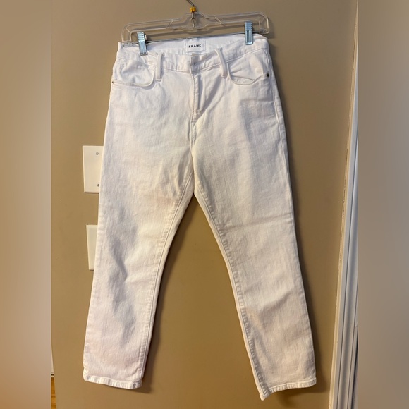Frame Le High Skinny Blanc White Super Stretch Frayed Hem Jeans 29 - Picture 3 of 5